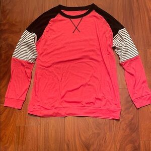 Raglan Sleeve Shirt - Pink and Black